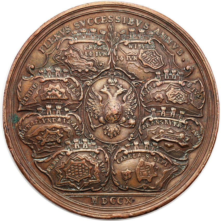 Rosja. Piotr I. Medal - Sukcesy militarne 1710 (kopia T. Ivanova)